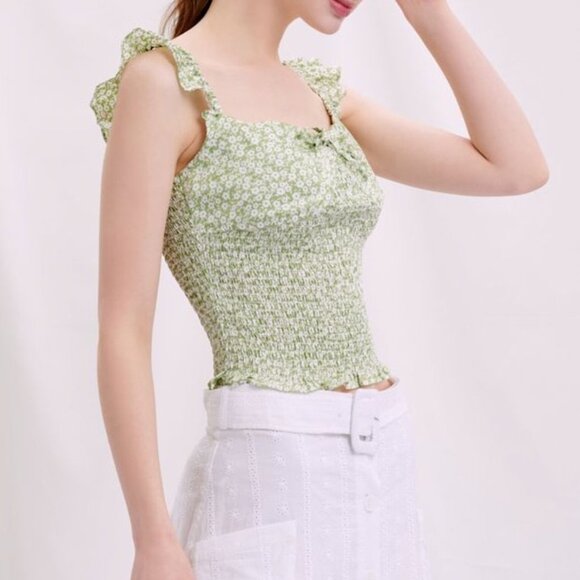 Petite Studio NYC Claire Top Mint Green Floral Size XS - Picture 3 of 5